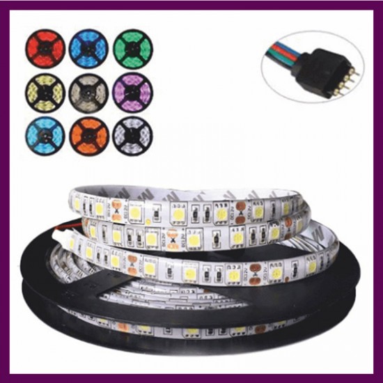 5 MT/ 3 ÇİPLİ / RGB/ 16 RENKLİ/ SİLİKONLU/ ŞERİT LED/ ADAPTÖR/ KUMANDA/ TRAFO 